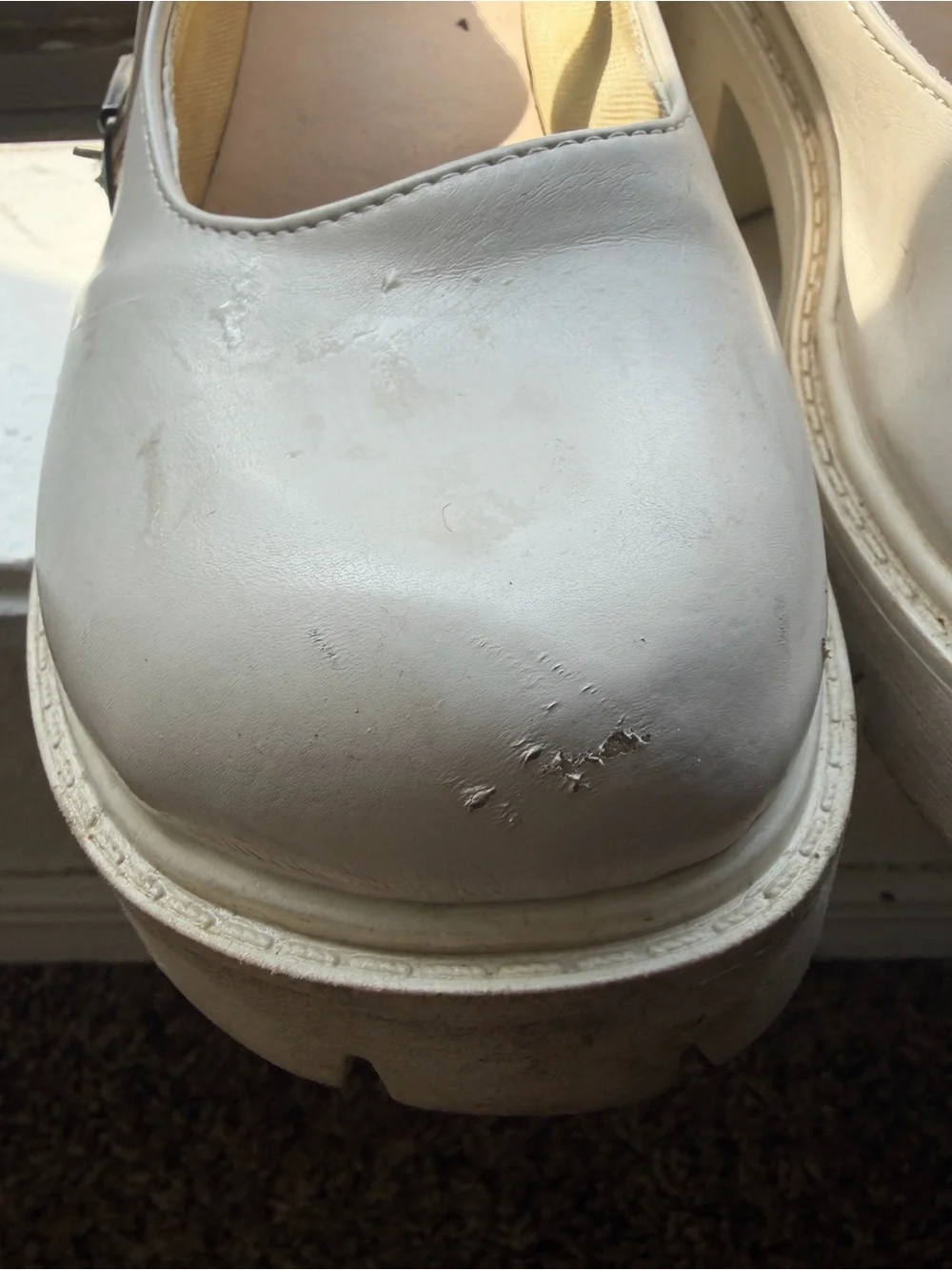 Cream Mary Jane Platform Shoes